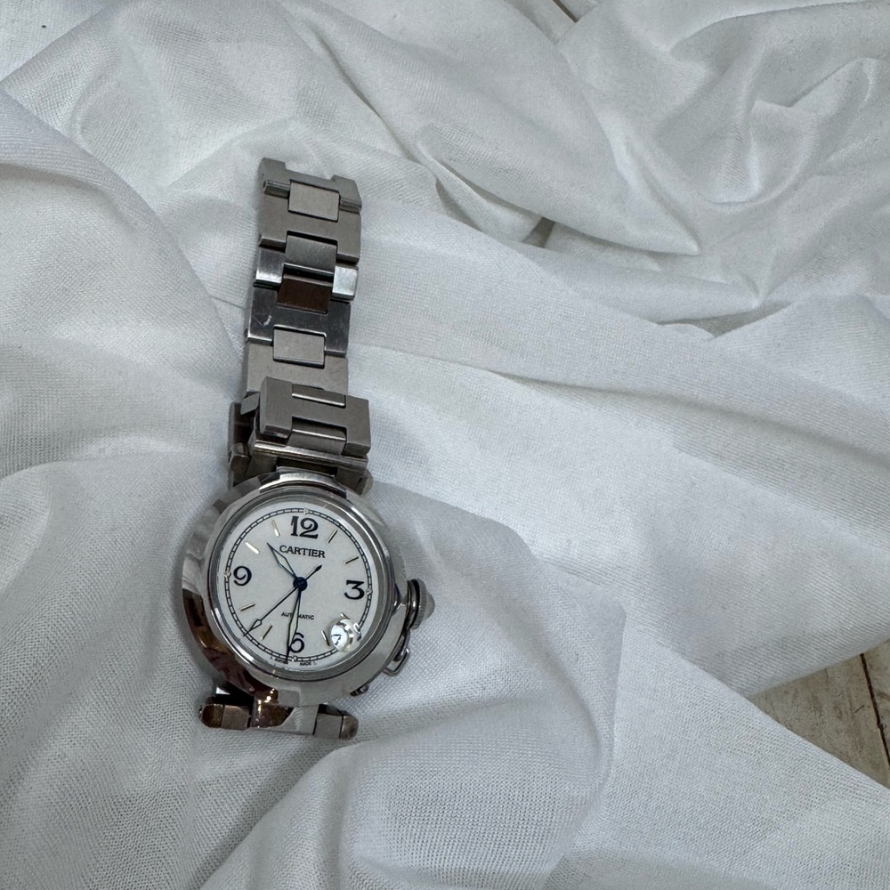 Pasha De CARTIER Date Automatic White Dial Authentic 2324 CC 391314